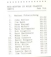 1982 Results of the Mid-Winter 10-Mile Classic